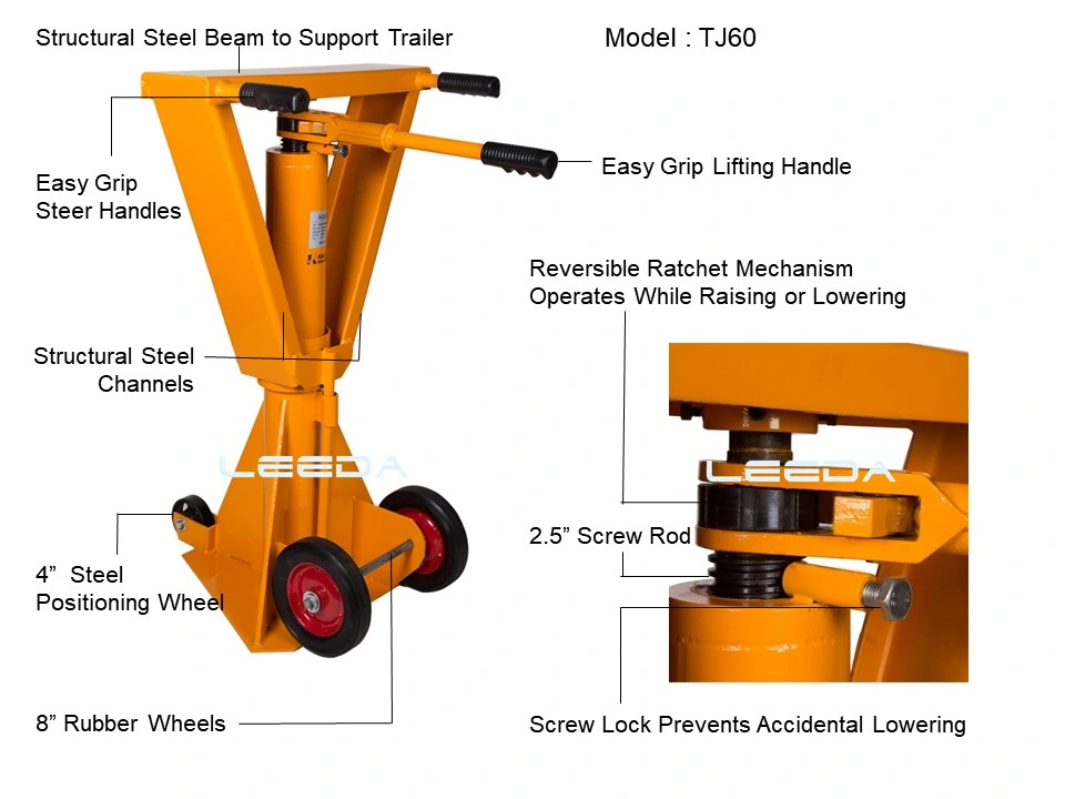 Tj60b Ratchet Beam Trailer Safety Support Trailer Stabilizer Jack Stand with Max Height 1450mm